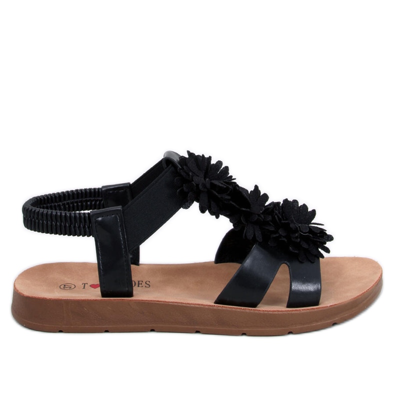 BM Astaire Black Flower Sandals