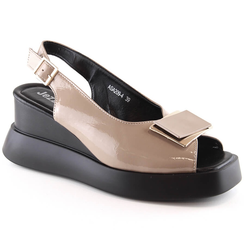 Lacquered women's wedge sandals Jezzi SA209-4 beige