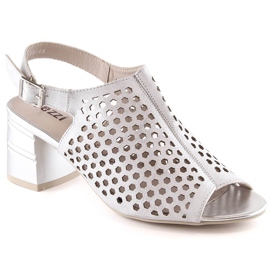 Women's openwork silver heel sandals Jezzi MR1954A-14