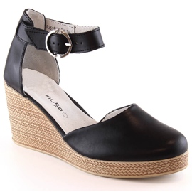 Women's black leather wedge sandals Filippo DS3519 Women's black leather wedge sandals Filippo DS3519