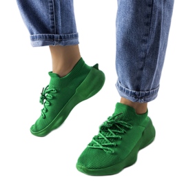Green fabric sneakers