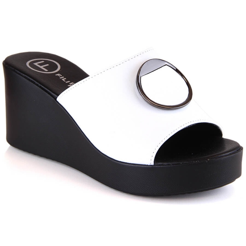 Women's white leather wedge slippers Filippo DK4610 Women's white leather wedge slippers Filippo DK4610