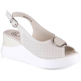 Women's beige leather wedge sandals Filippo DS4406 Women's beige leather wedge sandals Filippo DS4406