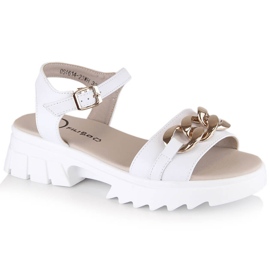 Women's leather sandals with a white chain Filippo DS4614