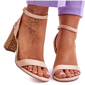 Suede Sandals On A Braided Beige Selila Heel