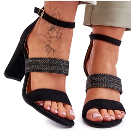 Suede Sandals With Braided Heel Black Roselia