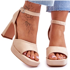 Suede Classic Platform Sandals Beige Classy Suede Classic Platform Sandals Beige Classy