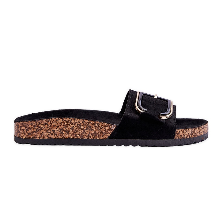 Women's Suede Platform Slippers Black Festil