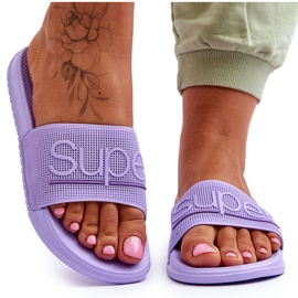 Light Women's Slippers With Violet Merry Inscription purple
