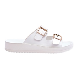 Women's Platform Slippers With Stripes White Clever Women's Platform Slippers With Stripes White Clever