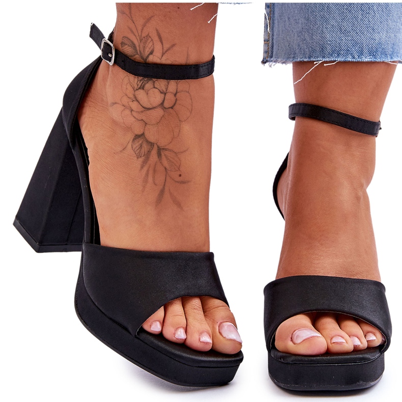 Satin Sandals On Massive Heels Black Eternity