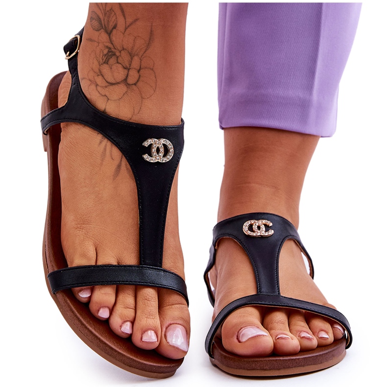 Flat Sandals With Decoration S.Barski KV-5541-45 Black