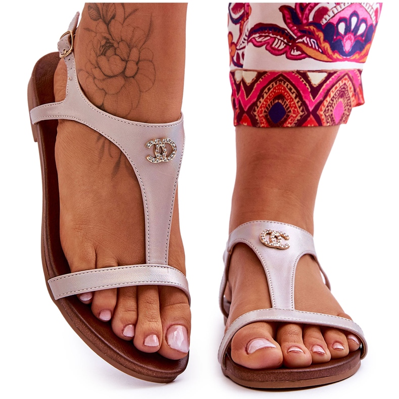 Flat Sandals With Decoration S.Barski KV-5541-45 Beige