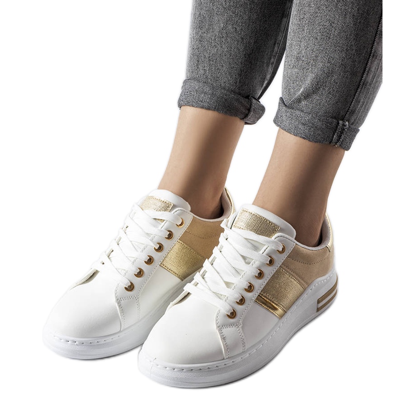 White sneakers with beige inserts from Deans