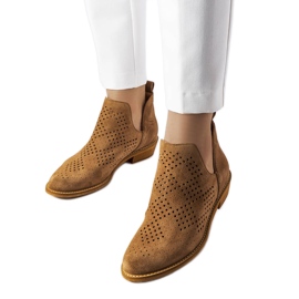 Karino caramel openwork leather boots brown