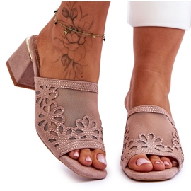 Heeled Slippers With Mesh S.Barski KV-612-1 Nude beige
