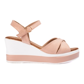 Pink suede women's wedge sandals Shelovet Pink suede women's wedge sandals Shelovet
