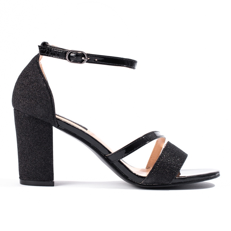 Black glitter sandals from Shelovet Black glitter sandals from Shelovet