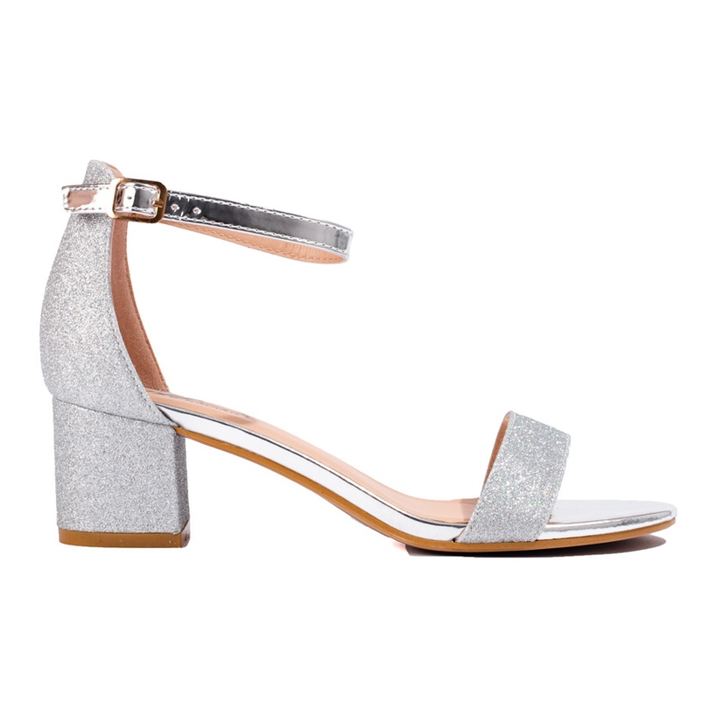 Women's Shelovet silver low heel sandals