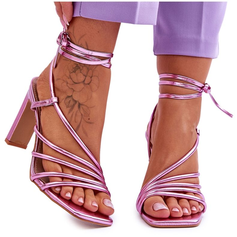 Fashionable Tied Pink Tessoro High Heel Sandals