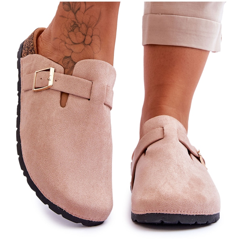 FJ1 Suede Sandals On Cork Platform Beige Vellma