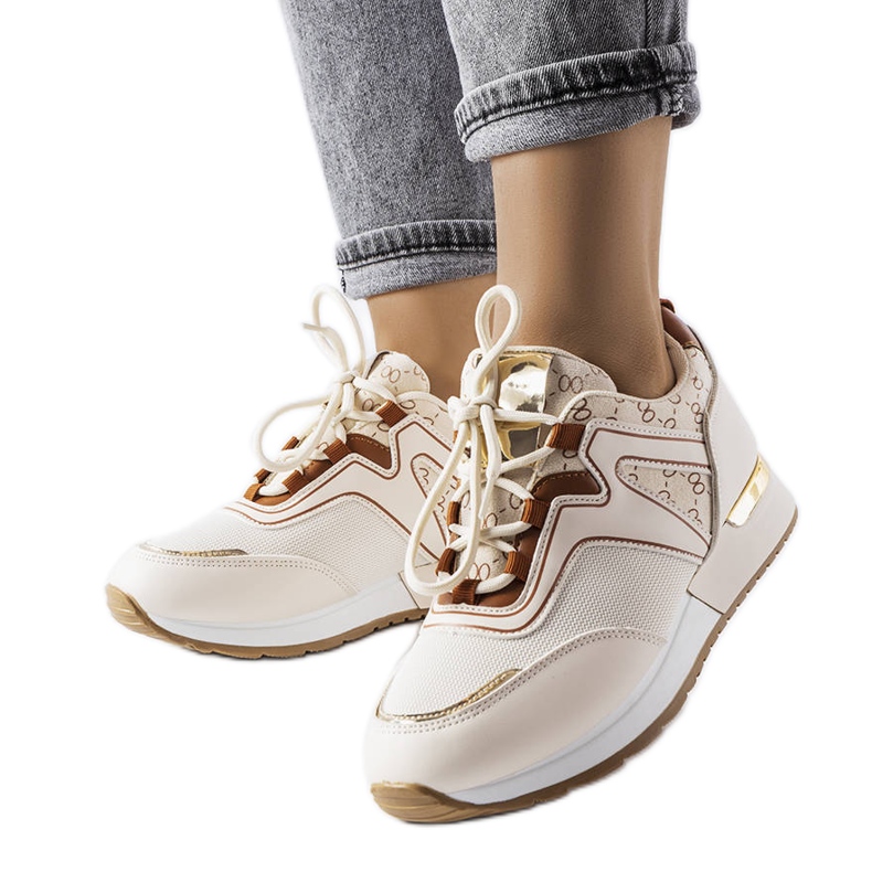 Beige sneakers with gold details from Bedord