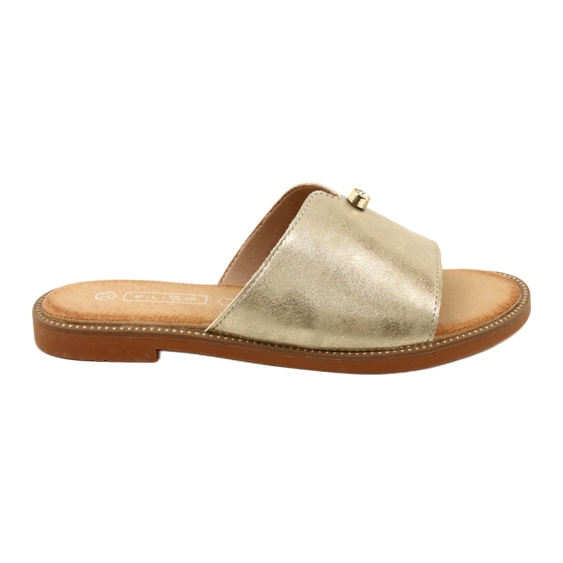 Fashionable Women's Slippers Filippo DK4625/23 GO Gold golden