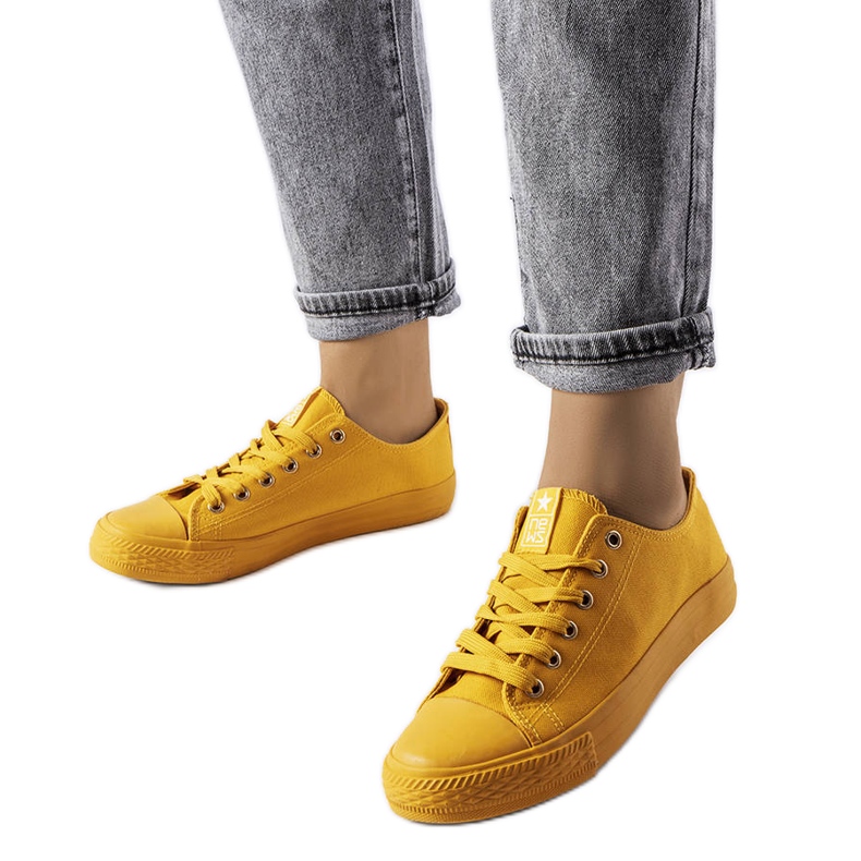 Yellow textile sneakers from Esmeraude