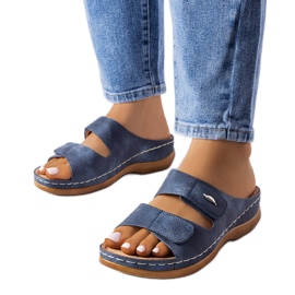 Blue low wedge sandals from Fréchette
