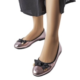 Silver metallic ballerinas with Boro bow Silver metallic ballerinas with Boro bow