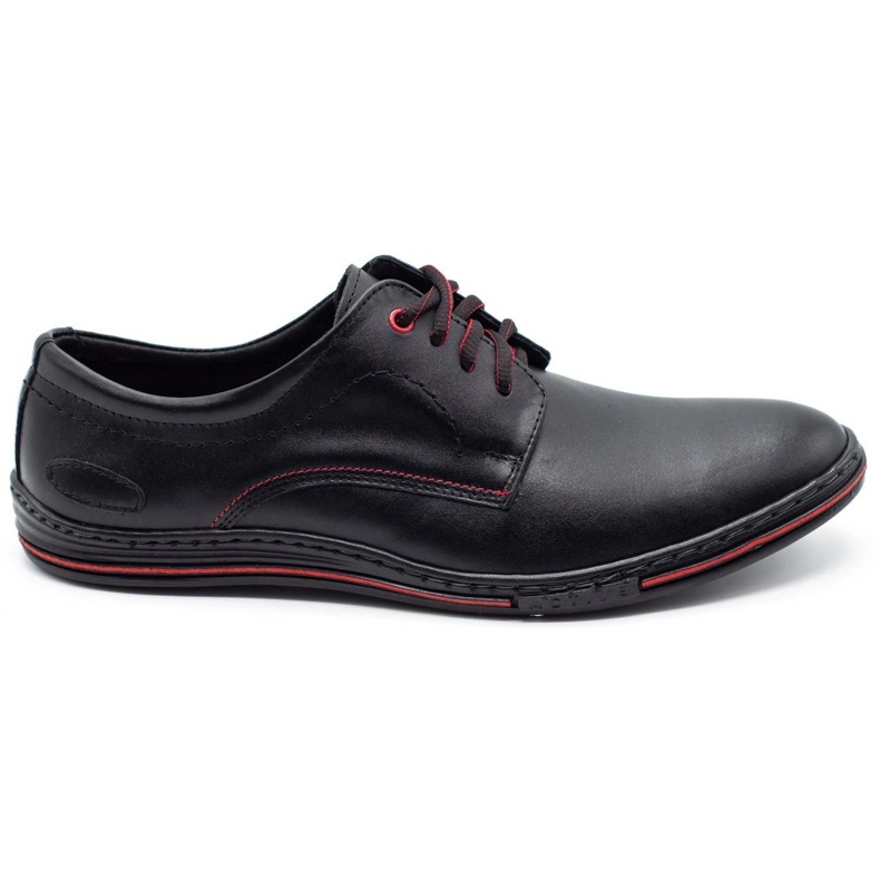 Olivier Leather men's shoes 295LU black with red