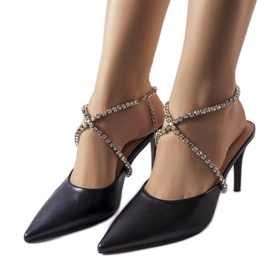 Drainer black heeled slides