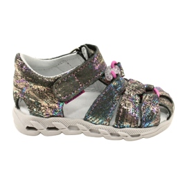 Girls' Sandals shiny leather mazurek 1364 metallic grey