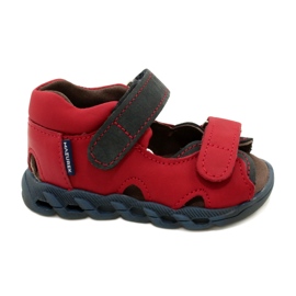 Leather children's sandals for Velcro Mazurek 1363 Red