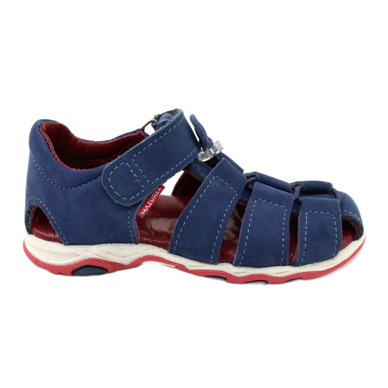 Leather sandals for Velcro Mazurek 1364 navy blue Leather sandals for Velcro Mazurek 1364 navy blue
