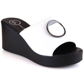 Filippo DK4610 Leather Wedge Sandals White