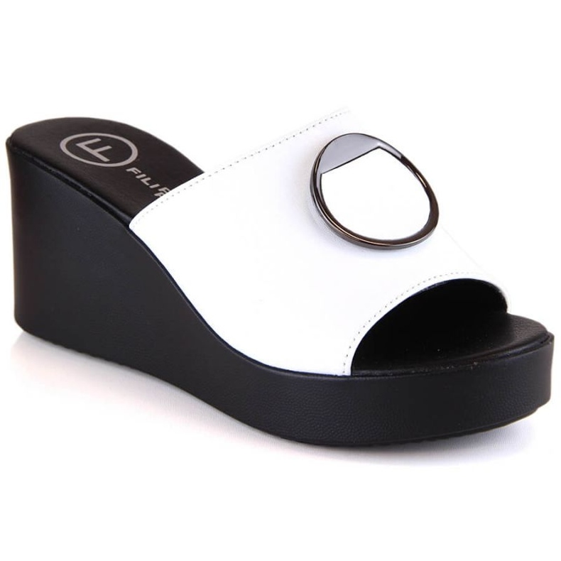 Filippo DK4610 Leather Wedge Sandals White Filippo DK4610 Leather Wedge Sandals White