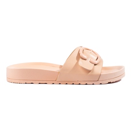 Beige sliders with a Shelovet buckle