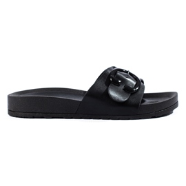 Shelovet black sliders with buckle