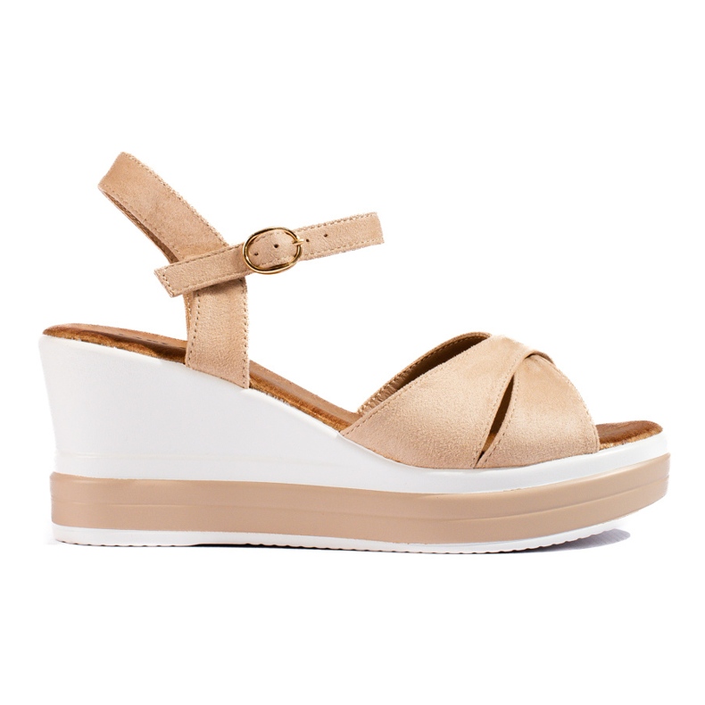 Women's beige Shelovet wedge sandals
