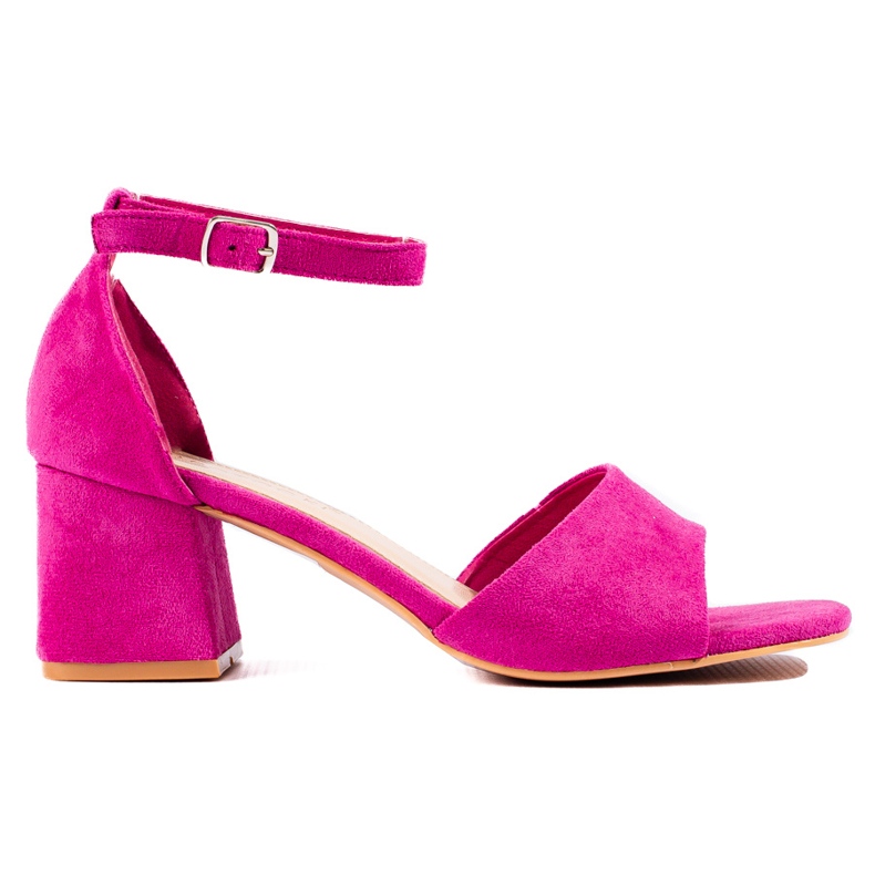 W. Potocki Women's suede sandals on a pink post