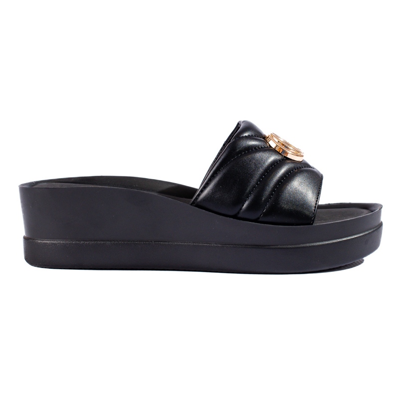 W. Potocki Women's black wedge slippers from Potocki