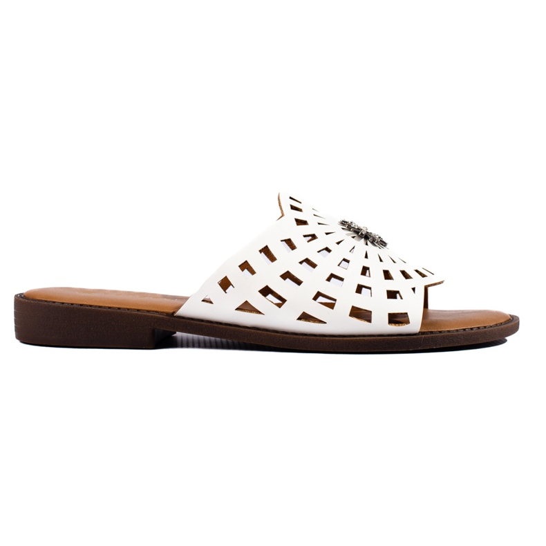 W. Potocki Women's openwork white slippers from Potocki