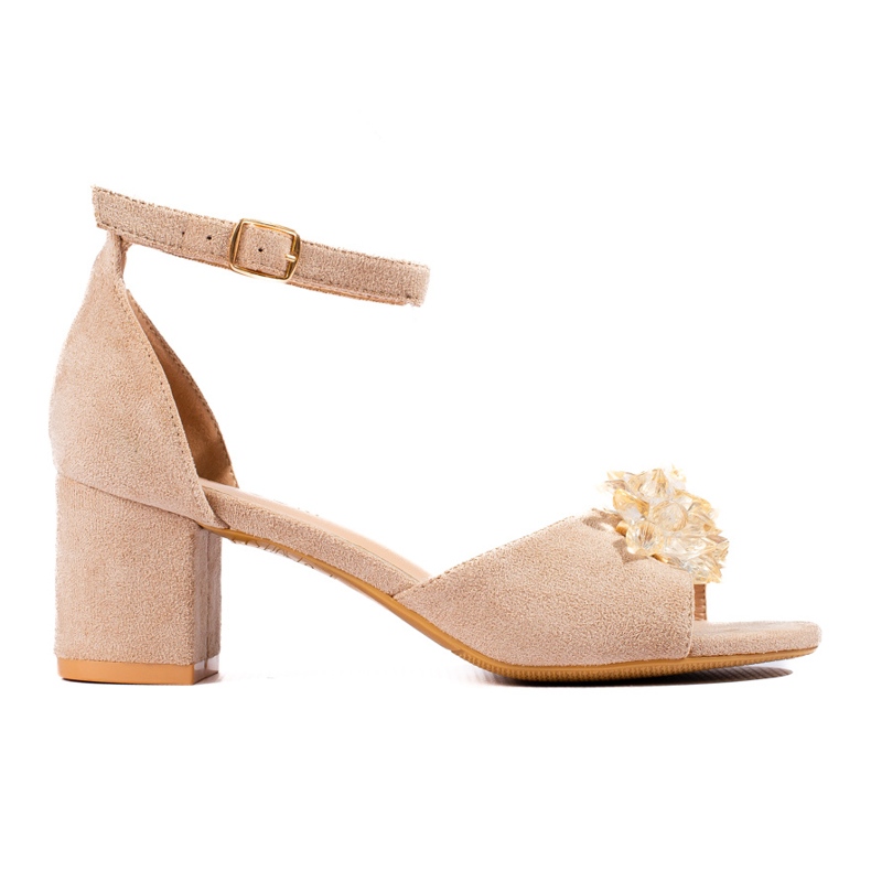 W. Potocki Potocki beige suede sandals with crystals