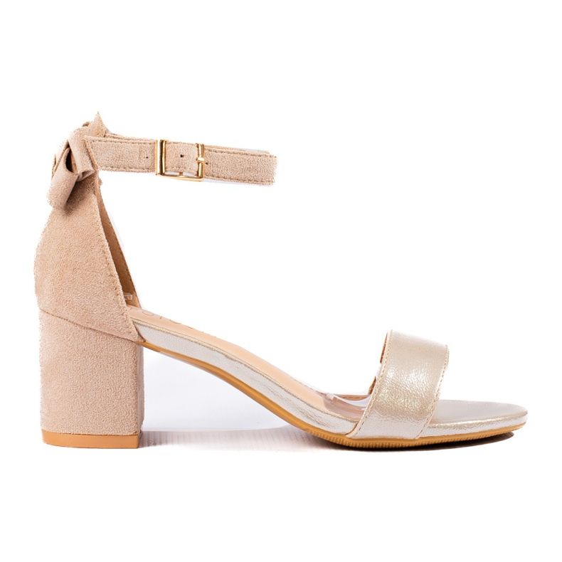 W. Potocki Beige and gold sandals with a bow from Potocki