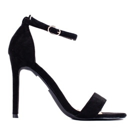 W. Potocki Potocki black suede high heel sandals
