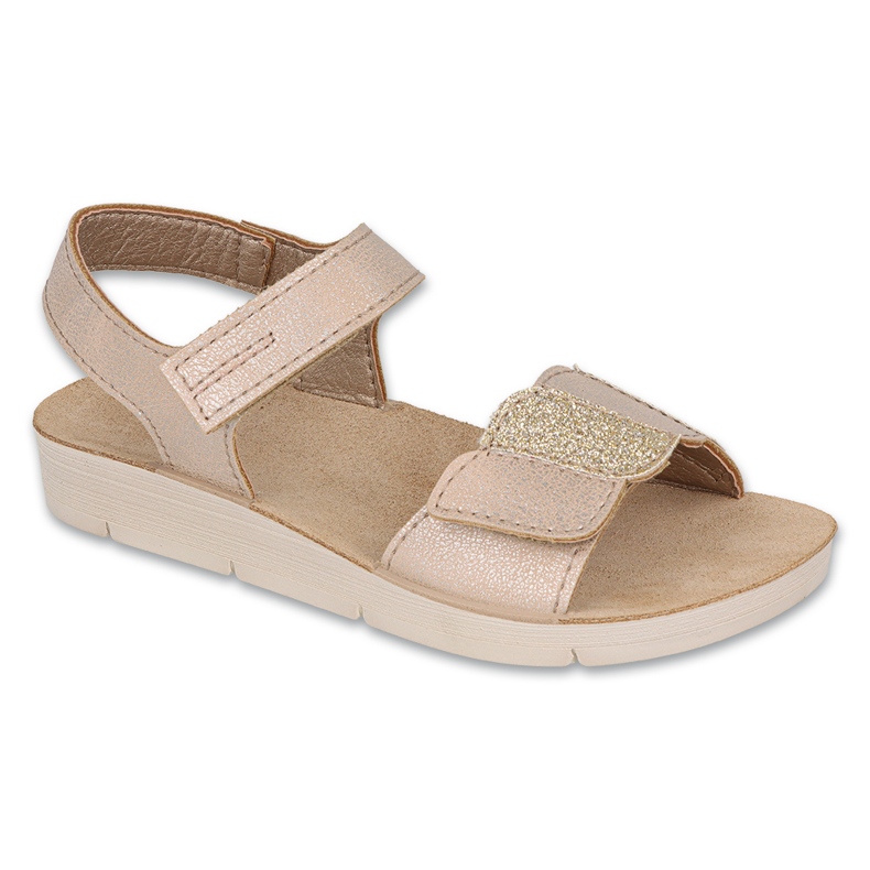 Befado children's sandals with leather insert 068Y006 beige and gold Befado children's sandals with leather insert 068Y006 beige and gold