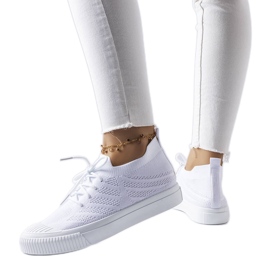 White sneakers made of stretch fabric from Polaire