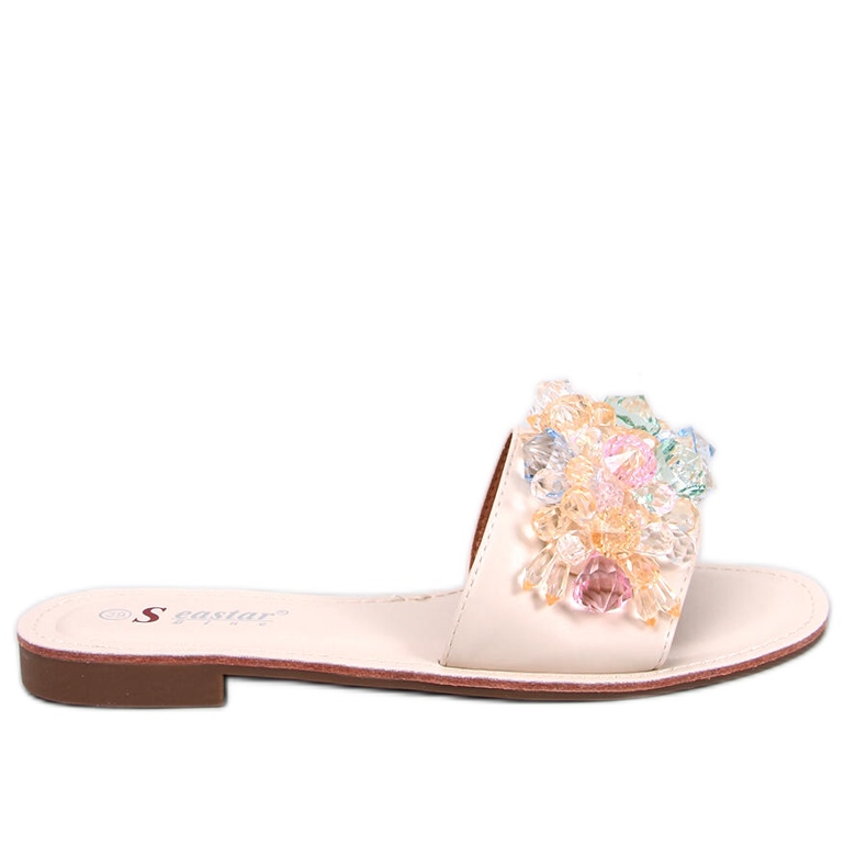 Estrada Beige sliders with colorful stones