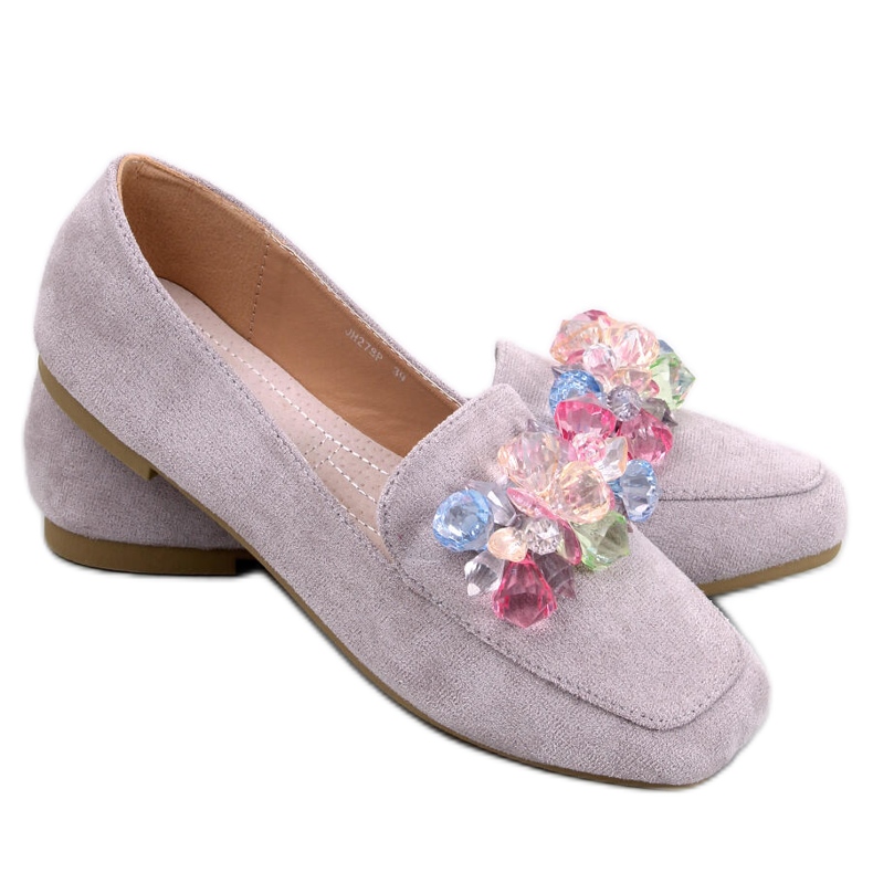 Deley Gray beaded loafers grey